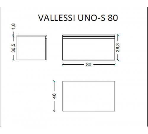 Тумба Boheme Armadi Art Vallessi UNO-S 80 897-080-A mat подвесная Антрацит матовый