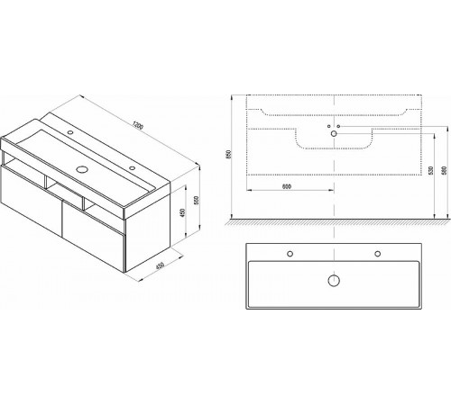 Тумба под раковину Ravak SD Natural 120 X000001053 подвесная Белая глянцевая