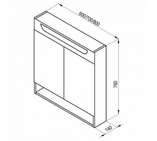 Зеркальный шкаф Ravak MC Classic II 60 X000001469 с подсветкой Белый глянцевый