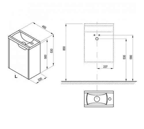 Тумба под раковину Ravak SD Classic 40 L X000001484 подвесная Белая глянцевая