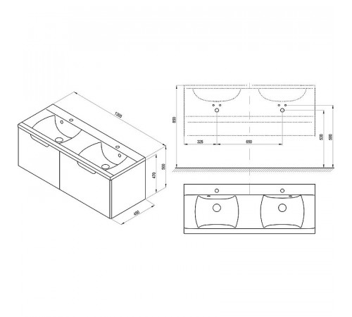 Тумба под раковину Ravak SD Classic II 130 X000001483 подвесная Белая Серая