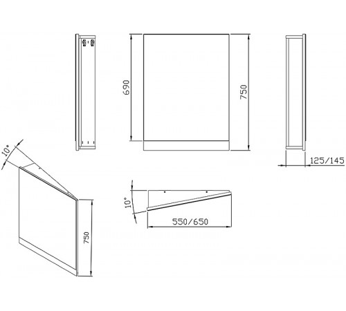 Зеркало Ravak 10° 55 L X000001070 угловое Белый глянец