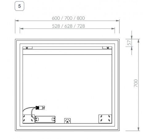 Зеркало Ravak Oblong 80 X000001564 с подсветкой прямоугольное