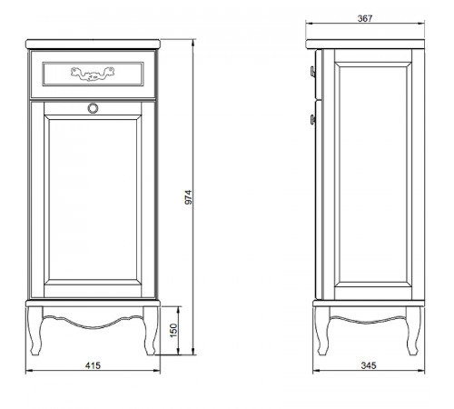 Комод ValenHouse Лиора 40 L40_KDКЗ Кальяри ручки Золото