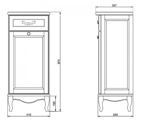 Комод ValenHouse Лиора 40 L40_KDБЗ Белый ручки Золото