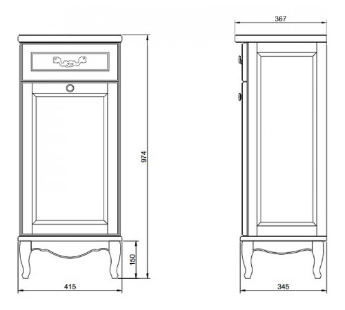 Комод ValenHouse Лиора 40 L40_KDСХ Слоновая кость ручки Хром