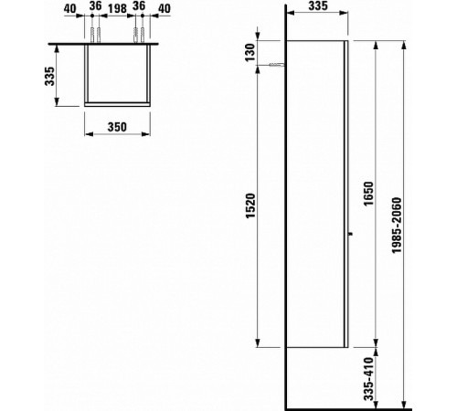 Шкаф пенал Laufen Palace New 35 R 4.0202.2.075.475.1 подвесной Белый глянцевый