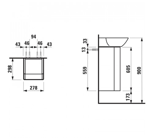 Тумба под раковину Laufen Ino 30 R 4.2530.2.030.171.1 подвесная Темный орех