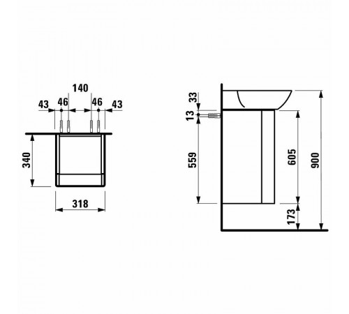 Тумба под раковину Laufen Ino 32 R 4.2535.2.030.171.1 подвесная Темный орех