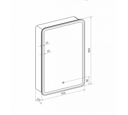 Зеркальный шкаф Art&Max Platino AM-Pla-600-800-1D-L-DS-F с подсветкой с сенсорным выключателем Белый