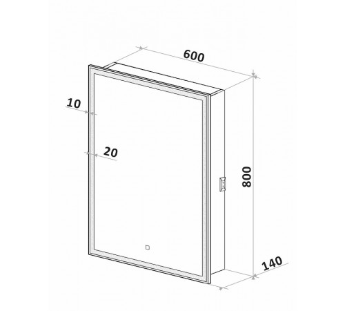 Зеркальный шкаф Art&Max Techno AM-Tec-600-800-1D-L-DS-F с подсветкой с сенсорным выключателем Белый