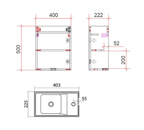 Тумба под раковину Art&Max Family-400-1D-SO-PB подвесная Сканди