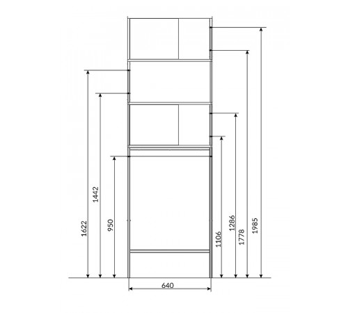 Стеллаж 1MarKa Grunge Loft 66 Ц0000005249 над стиральной машиной Дуб вотан