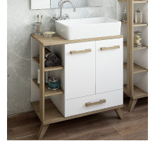 Тумба с раковиной Sanflor Ингрид 80 С12474 Белая Вяз швейцарский