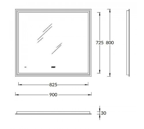 Зеркало Kerama Marazzi Tecno 90 TE.mi.90 с подсветкой с бесконтактным выключателем с подогревом и часами