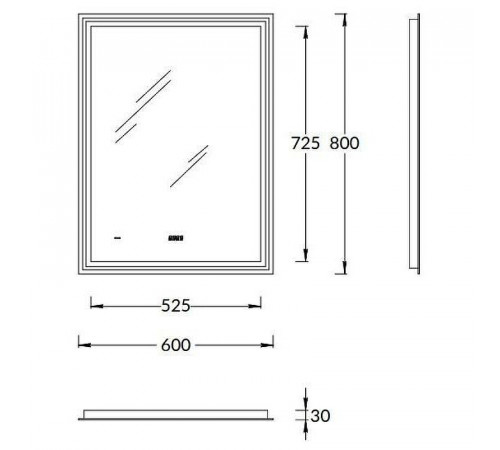 Зеркало Kerama Marazzi Tecno 60 TE.mi.60 с подсветкой с бесконтактным выключателем с подогревом и часами