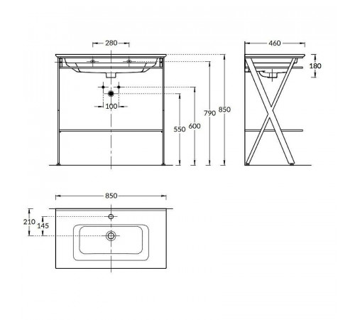 Консоль под раковину Kerama Marazzi Piano Next 85 PIA.N.85BLK Черная матовая