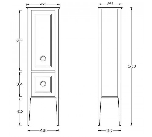 Шкаф пенал Kerama Marazzi Plaza Classic Neo 49 R PL.CN.175WHT.M Белый матовый