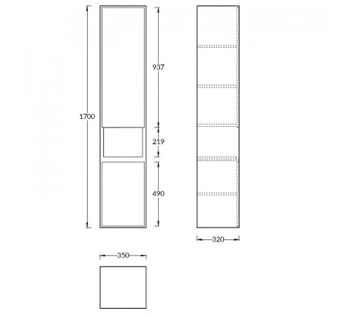 Шкаф пенал Kerama Marazzi Plaza Modern 35 R PLB.M.170WHT подвесной Белый глянцевый