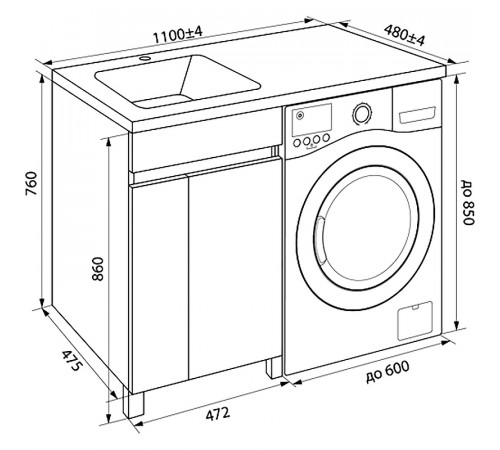 Тумба с раковиной Iddis Optima Home 110 L OPH11LDi95K Белый