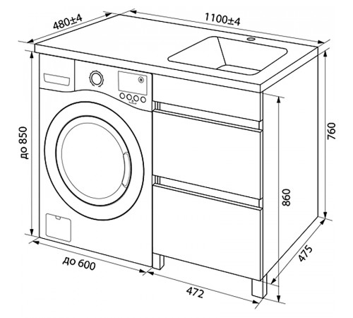 Тумба с раковиной Iddis Optima Home 110 R OPH11RBi95K Белый