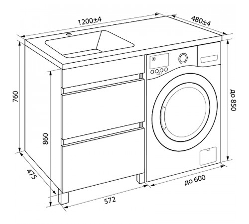 Тумба с раковиной Iddis Optima Home 120 L OPH12LBi95K Белый