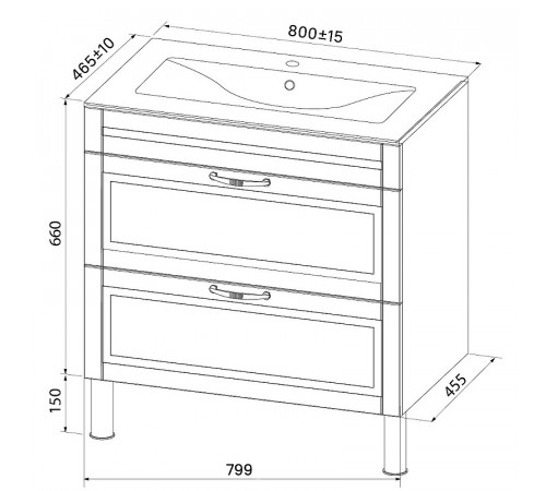 Тумба с раковиной Iddis Oxford 80 OXF80L0I95K Светло-серая