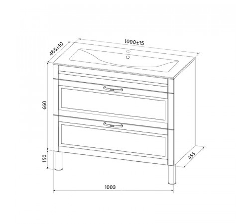 Тумба с раковиной Iddis Oxford 100 OXF10W1i95K Белая