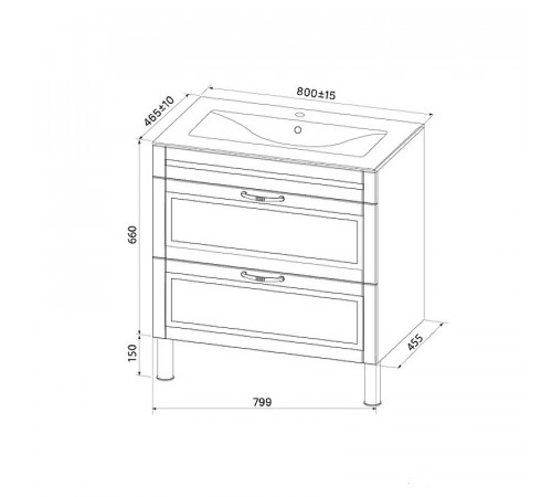 Тумба с раковиной Iddis Oxford 80 OXF80W0i95K Белая