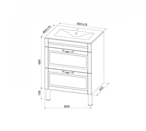 Тумба с раковиной Iddis Oxford 60 OXF60W0i95K Белая