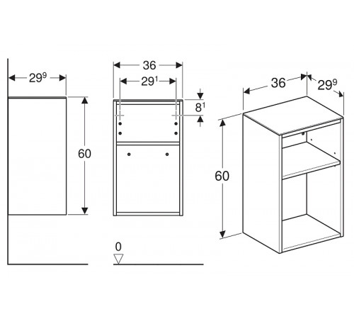 Тумба Geberit Smyle Square 36 500.358.JR.1 подвесная Пекан