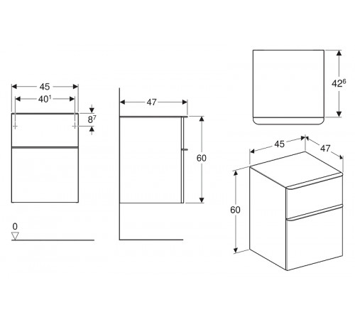 Тумба Geberit Smyle Square 45 500.357.JR.1 подвесная Пекан