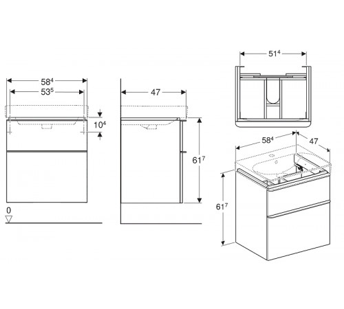 Тумба под раковину Geberit Smyle Square 60 500.352.JR.1 Пекан