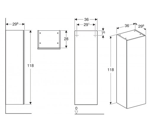 Шкаф пенал Geberit Smyle Square 36 500.361.JR.1 подвесной Пекан