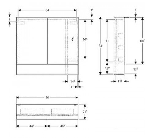 Зеркальный шкаф Geberit Acanto 90 500.646.00.2 Дуб Мистик