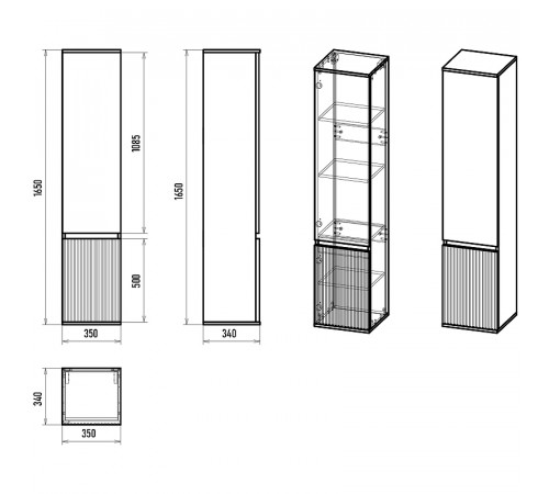 Шкаф пенал Brevita Enfida 35 L ENF-05035-010L Белый матовый