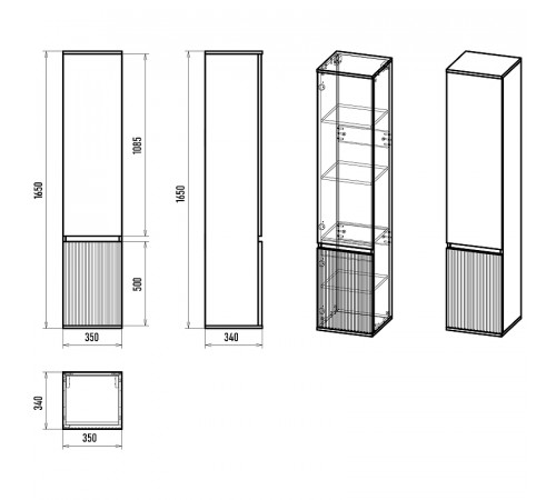 Шкаф пенал Brevita Enfida 35 R ENF-05035-0801R Зеленый матовый