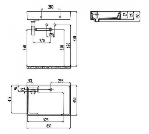 Тумба с раковиной Creavit Arya 68 AR065-M+AR065 Черная