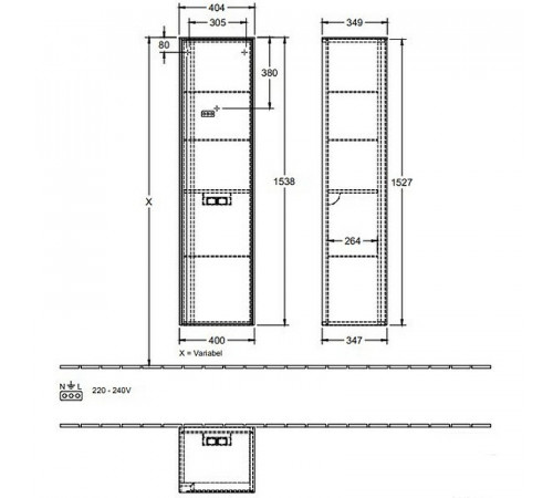 Шкаф-пенал Villeroy&Boch Collaro 40 C036LDDH подвесной Glossy White