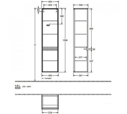 Шкаф-пенал Villeroy&Boch Collaro 40 C033L1PD подвесной Black Matt Lacquer