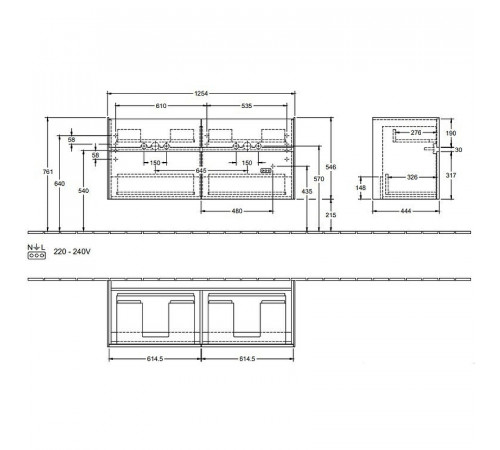 Тумба под раковину Villeroy&Boch Collaro 125 C013L0PD подвесная Black Matt Lacquer