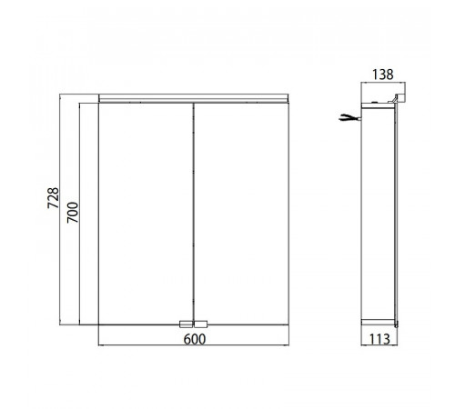 Зеркальный шкаф Emco Flat 60 9797 050 63 с подсветкой Серебро