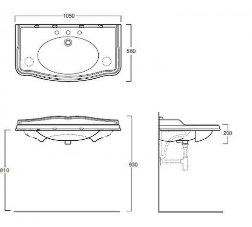 Тумба с раковиной TW Veronica Nuovo 105 VER4105-B+AR874bi*1 Bianco