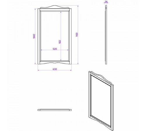 Зеркало TW Veronica Nuovo 63 VER1163-B Bianco