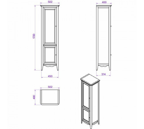 Шкаф пенал TW Veronica Nuovo 50 R VER2050D-B Bianco