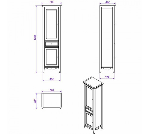 Шкаф пенал TW Veronica Nuovo 50 L VER3050S-B Bianco