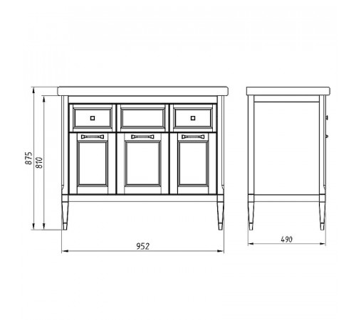 Комплект мебели для ванной ASB-Woodline Гранда 105 Grigio