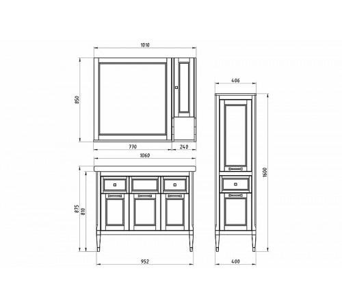 Зеркало ASB-Woodline Гранда 80 11481 Белое с патиной Серебро