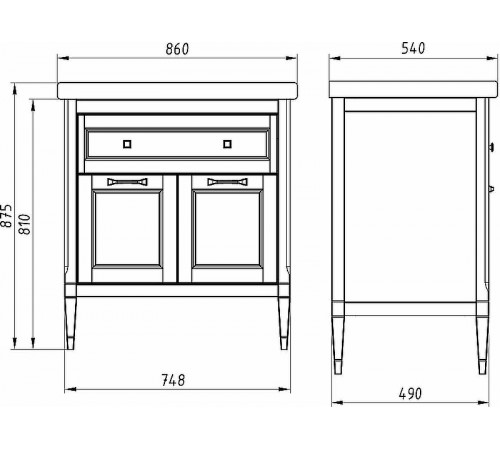 Комплект мебели для ванной ASB-Woodline Гранда 85 Антикварный орех