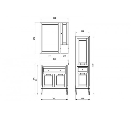 Шкаф пенал ASB-Woodline Гранда 40 11488 Антикварный орех